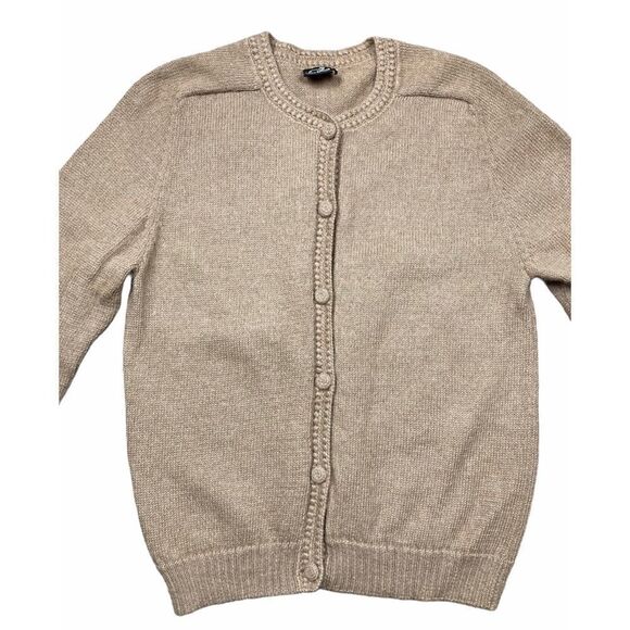 MonRepos Alpaca wool tan button up cardigan - Picture 2 of 6